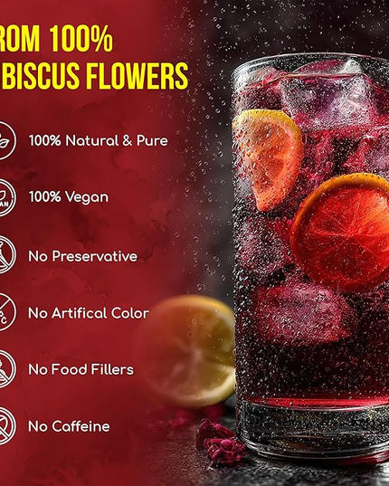 FreshDrinkUS, Premium 140 Hibiscus Flowers Tea Bags, 100% Natural, Handmade & Pure from Hibiscus Flowers. No Sugar/Caffeine/Gluten, Vegan. Tart & Refreshing, Hot or Ice Tea, Great For All Seasons