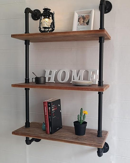 Industrial Pipe Shelving Bathroom Shelves Over Toilet 24 Inch,Rustic Wall Shelves,Industrial Floating Shelves for Wall Pipe Shelf Farmhouse Shelf for Kitchen