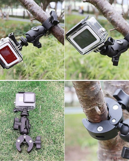 Taisioner Super Camera Clamp Mount Double Socket Arm 1/4"-20 Ball Head Adapter Gopro Accessories Suitable for GoPro AKASO DJI Action Insta360 or DSLR Digital Camera Monitor/LED Lights/