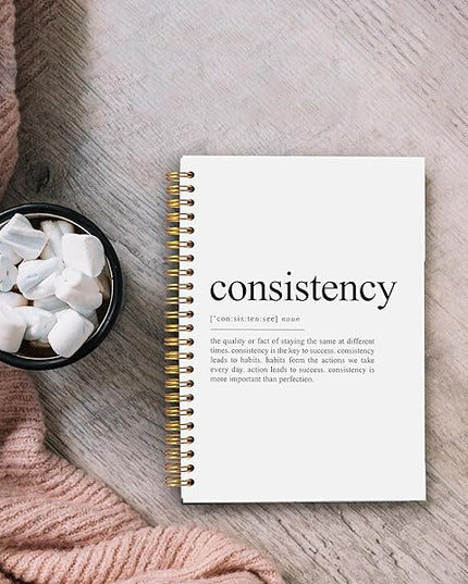 Consistency Definition Inspirational Notebook, Motivational Journal for Work, Inspirational Gifts for Coworkers Women Men, Inspiring Spiral Notebooks 5.5x8.3 Inch
