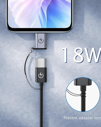 USB C to Micro USB Adapter, Supports 18W Fast Charging, Used for USB C Female to Micro Male Adapter (2 Sets), Cannot be Used for Earphone Audio Playback