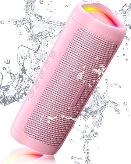 Bluetooth Speaker with HD Sound, Portable Wireless, IPX5 Waterproof, Up to 20H Playtime, TWS Pairing, BT5.3, for Home/Party/Outdoor/Beach, Electronic Gadgets, Birthday Gift (Pink)