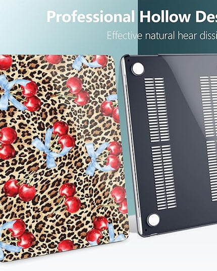 DONGKE for M4 MacBook Air 13.6 Inch Case 2025 2024 2023 2022 Model A3240 A3113 A2681 M3 M2 Chip, Plastic Hard Shell Case Cover with Touch ID for MacBook Air 13 Inch M4 - Leopard Cherry