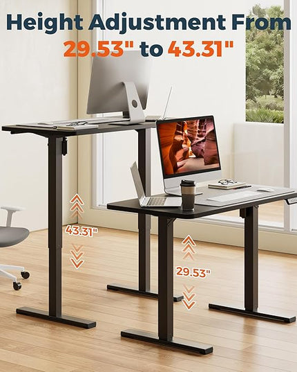 One-Piece Standing Desk 47 x 24 Inches, Small Adjustable Height Desk， Electric Sit Stand Desks Home Office Computer Workstation, Black