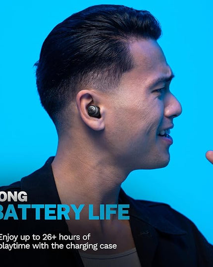 JLab Go Air Pop+ True Wireless Earbuds, in Ear Headphones, Bluetooth Earphones, 35H Playtime Ear Buds, Bluetooth Earbuds with Microphone, USB-C Charging Case, Dual Connect, EQ3 Sound, Black