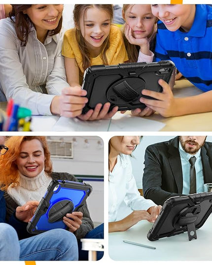 timecity for iPad (A16) 11th/ 10th Generation Case 11''/ 10.9 Inch (2025/2022) - Heavy Duty Protective Cover with Screen Protector, Stand, Shoulder Strap & Pencil Holder | Kids-Friendly - Black