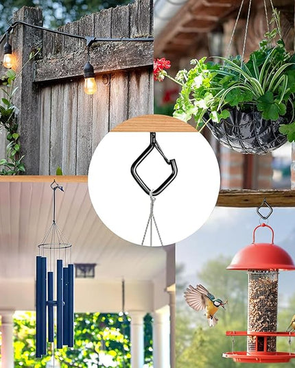 35 PCS Eye Screw Hooks for Hanging Heavy Duty with Safety Buckle.Metal Ceiling Hooks for Hanging Plants,Cup,Wind Chime,Bird Feeders,Christmas String Lights at Indoor&Outdoor,2.36 Inches Black