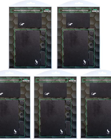 Mouse Pad Adhesive Bottom - Sticks to Any Surface - Portable - Webcam Covers and Screen Cleaner Included (5 Pack - Black)