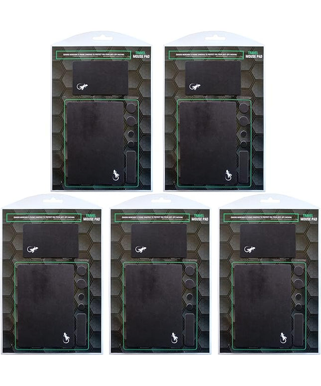 Mouse Pad Adhesive Bottom - Sticks to Any Surface - Portable - Webcam Covers and Screen Cleaner Included (5 Pack - Black)