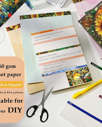 Scrapbook Paper,24 Sheets 6"x 6" Decorative Papers,Single-Sided Vivid Origami Decoupage Paper for Card Making,DIY Album, Hand Account & Travel Diary Craft Projects,Glass Sunflower