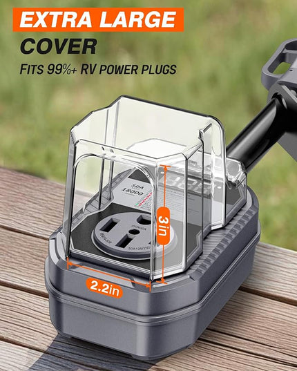 18,000J RV Surge Protector 50 Amp with LED Display, 50 Amp Surge Protector for RV with Voltage Monitoring, Clear Error Codes, Comprehensive Detection, IP68 Waterproof
