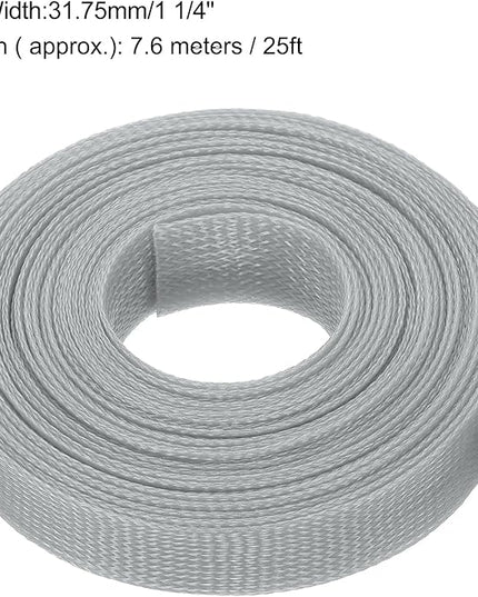 uxcell Expandable Sleeving, 1 1/4-inch 25ft Cable Sleeve, Gray