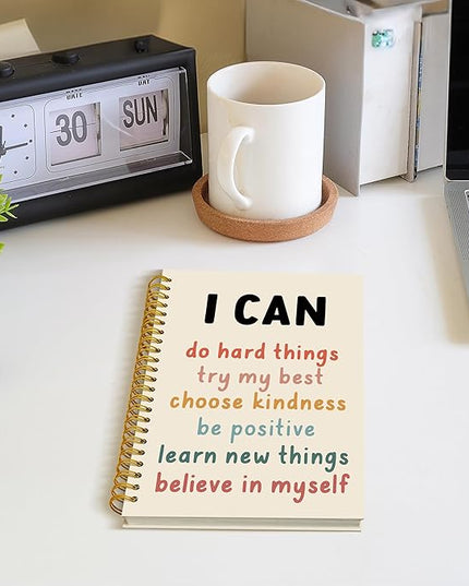 I Can Do Hard Things Inspirational Spiral Notebook, Positive Affirmation Gifts, Affirmation Journal, Boho Motivational Journal Notebook, 5.5x8.3 Inch