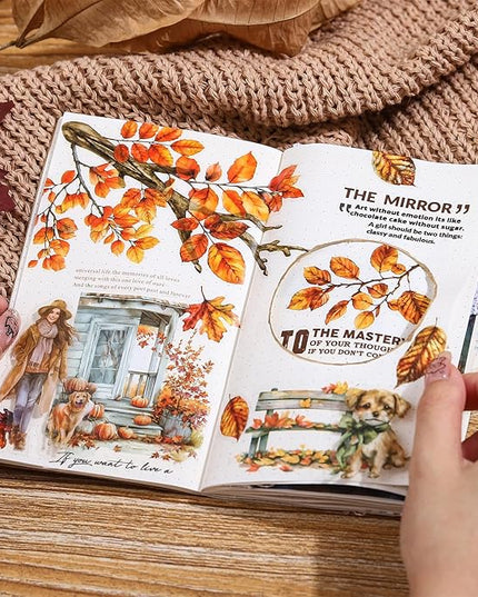 AuriicLeaf Foliage PET Sticker Set, 150PCS Leaf and Branch Stickers for Scrapbooking, Journaling, DIY Crafts, and Art Supplies