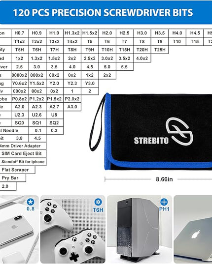 STREBITO Electronics Precision Screwdriver Sets 142-Piece with 120 Bits Magnetic Repair Tool Kit for iPhone, MacBook, Computer, Laptop, PC, Tablet, PS4, Xbox, Nintendo, Game Console