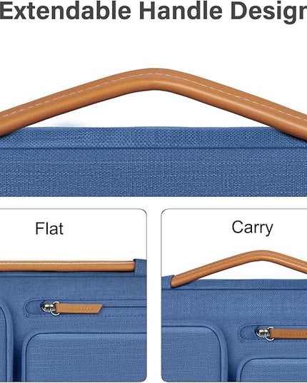 MOSISO 360 Protective Laptop Case 13.3 inch, 13-13.3 inch Laptop Sleeve Compatible with MacBook Air/Pro 13 / Pro 14,HP Dell Acer ASUS,Side Open Carrying Case with 4 Zipper Pockets&Handle, Cadet Blue