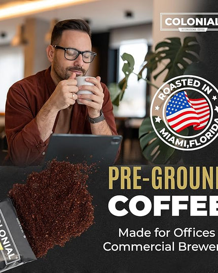 Colonial Coffee 80 Count Single Pot Coffee Packets – 100% Arabica Donut Shop Medium Roast | Pre-Measured Frac Packs for 12 Cup Maker | Bulk Ground Gourmet Coffee for Home & Office