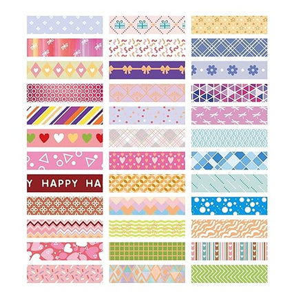 Songdao 36 Rolls Skinny Washi Tape Set Gold Foil Detailing Arts Adhesive Tapes Basic Patterns Decorative Masking Tape Sets for Craft, Kids, Scrapbook, DIY, Gift Wrapping (Kawaii)
