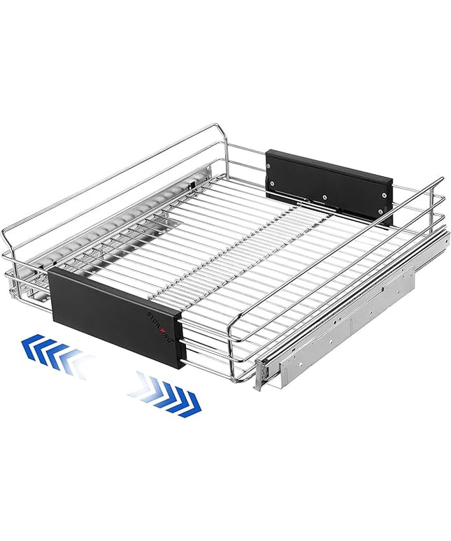 STORKING Expandable Pull Out Cabinet Organizer, Slide Out Drawers for Kitchen Cabinets, Heavy Duty Storage Drawers, Chrome Plated Cabinet Wire Shelf, Adjustable Width 12.5~20.2" W x 17.3" D
