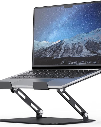 SOUNDANCE Laptop Stand for Desk with Stable Heavy Base, Adjustable Height Multi-Angle, Ergonomic Metal Riser Holder, Foldable Mount Elevator, Compatible with 10 to 15.6 Inches PC Computer, Black