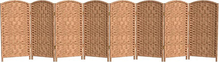 Red Lantern 3 ft. Short Diamond Weave Fiber Folding Screen - Natural - 8 Panel
