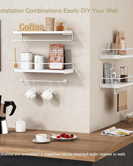 Forbena Bathroom Shelves for Wall Set of 2, White Nursery Floating Book Shelves for Kids Room, Small Wall Mount Bookshelf and Toy Storage Organizer for Baby Toddlers Teens Boys Girls Bedroom