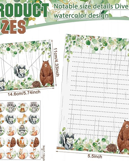 TaoBary 160 Pcs Stationery Paper Set 50 Double Sided Stationery Papers with 50 Matching Envelopes and 60 Round Dot Sticker, 10 Design(Land Animal,5.5 x 8.25 Inch)