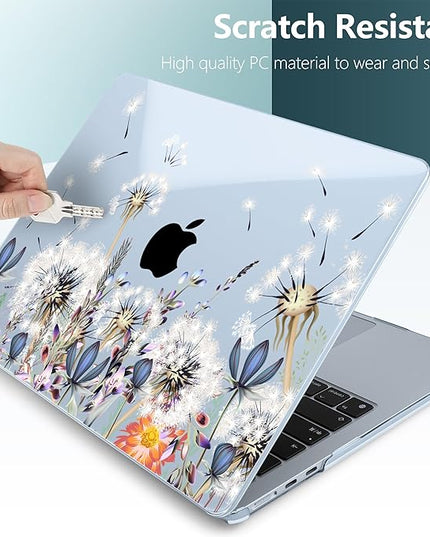 DONGKE for M4 MacBook Air 13.6 Inch Case 2025 2024 2023 2022 Model A3240 A3113 A2681 M3 M2 Chip, Plastic Hard Shell Case Cover with Touch ID for MacBook Air 13 Inch M4 - Dandelion