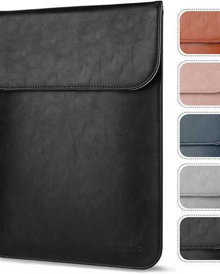 Allinside 15-16 inch Laptop Sleeve Case Compatible with MacBook Air 15 2023-2025/MacBook Pro 16 2021-2024, Waterproof PU Leather Laptop Sleeve Bag Protective Vertical Case Cover, Black