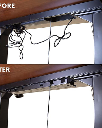 MOUNT-IT! Under Desk Cable Tray [23" Length] Wire Management Basket for Desktop Computers, Laptops, Sit Stand Desks and Workstations (Black)