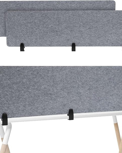 2pcs Privacy Panel, Standing Desk Divider 60"x16" Desktop Office Furniture Partitions, Clamp-On Acoustic Desk Divider Mounted Privacy Panel to Reduce Noise and Visual Distractions (Light Grey)