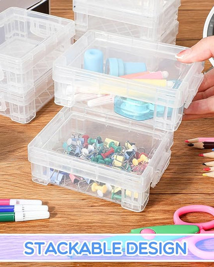Suzile 60 Pcs Plastic Crayon Boxes with Snap Lids Clear Crayon Organizers and Storage Container, Bulk Stackable Pen Pencil Case for Art Crafts Classroom Office(Clear)