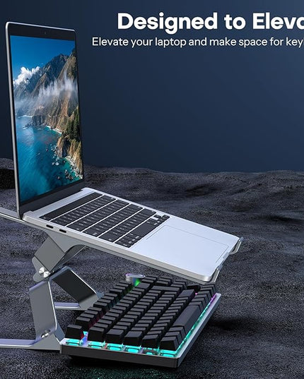 OMOTON More Stable Laptop Stand, Aluminum Adjustable Laptop Holder Stand for Desk, Ergonomic Detachable Notebook Riser Suitable for All Laptops (11-16 inch)