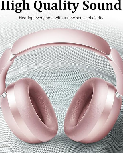Wentronic Y04 Bluetooth Headphones Active Noise Cancelling Wireless Over Ear Headphones 48 Hours Playtime High Sound Quality Foldable Headphones with Soft Ear Cushion for Travel - Pink