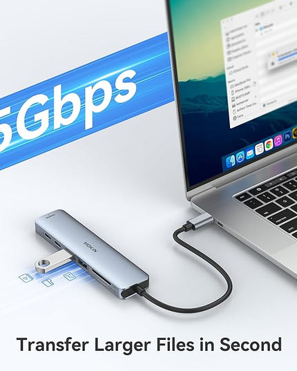 USB C Hub HDMI Adapter for MacBook Pro/Air, MOKiN 7 in 1 USB C Dongle with HDMI, SD/TF Card Reader, USB C Data Port,100W PD, and 2 USB 3.0 Compatible for MacBook Pro/Air, Dell XPS, Lenovo Thinkpad.