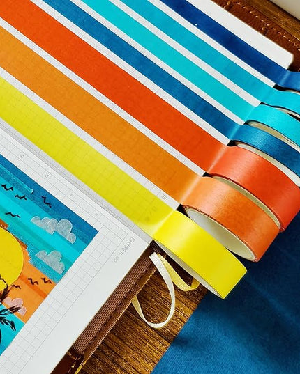 Bomichi 40 Rolls Colored Washi Tape, Aesthetic Colored Decorative Cute Scrapbook Tape for Scrapbooking Supplies Journaling Craft Junk Journal