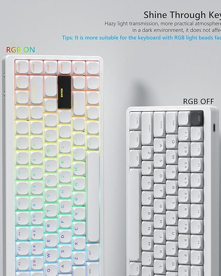 Womier Keycaps, Low Profile Keycaps, Shine Through Custom PBT Keyboard Key caps for 60% 65% 75% 80% 100% Cherry Gateron MX Switches Mechanical Keyboard,White Backlight