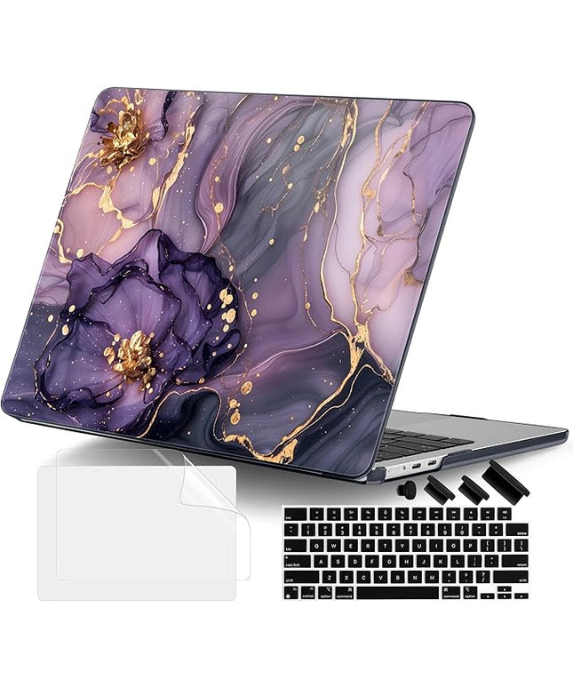 DONGKE for M4 MacBook Air 13.6 Inch Case 2025 2024 2023 2022 Model A3240 A3113 A2681 M3 M2 Chip, Plastic Hard Shell Case Cover with Touch ID for MacBook Air 13 Inch M4 - Purple Hydrangea