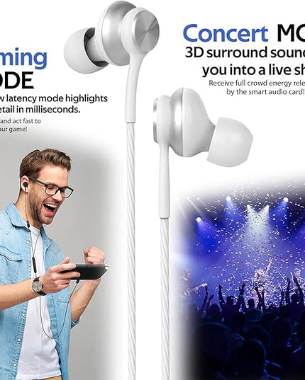 USB-C in-Ear Wired Headphones,Earbuds,3-Year Warranty, with high-Fidelity Sound Card,5-Mode Audio, Low-Latency Gaming, KTV Vocal Enhancement, for iPhone 15/16/17, for Samsung S25/S24/S23/S22