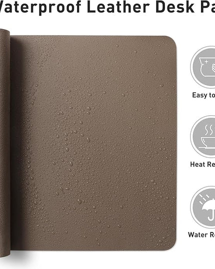 Aothia Leather Desk Pad Protector, Office Desk Mat, Large Mouse Pad, Non-Slip PU Leather Desk Blotter, Laptop Desk Pad, Waterproof Desk Writing Pad for Office and Home (48"x17", Coffee)