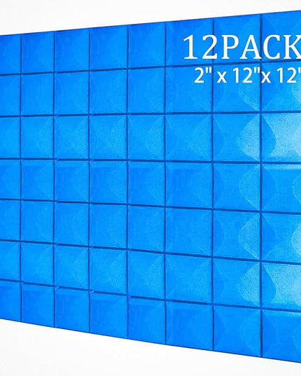 Acoustic Foam Panels 12 Pack 2" x 12"x 12" High Density Soundproofing for Wall Saiqiang Mushroom Sound Proof Foam Panels Noise Absorbing Blocker and Sound-Damping Studio Office Gaming Room (Blue)