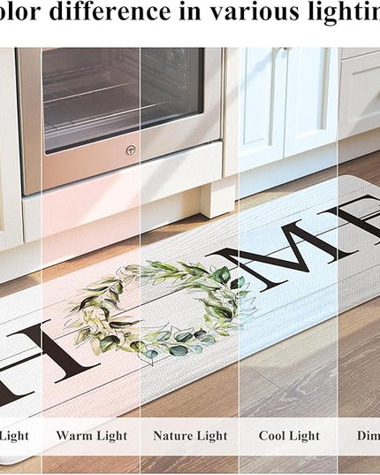 KIMODE Kitchen Mats Cushioned Anti Fatigue 24" x 71", Farmhouse Kitchen Rugs Runner Stain Resistant, Wide Ergonomic Standing Long Non Slip Waterproof Kitchen Floor Mat for Sink Laundry, White