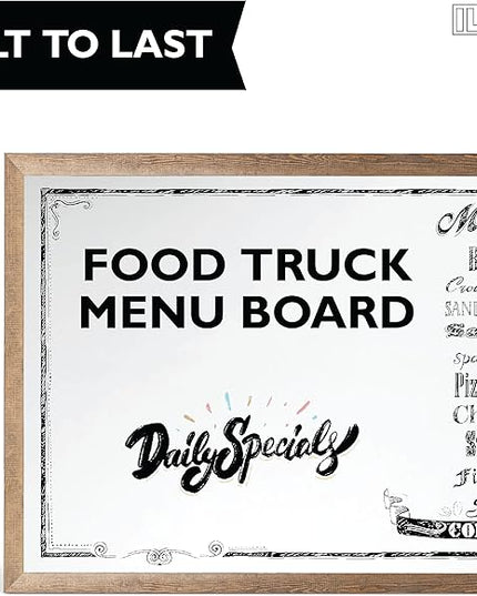 Ilyapa Extra Large Dry Erase Board for Wall - Wood Framed Magnetic White Board - 58 x 25 Inches Decorative Wall Hanging Menu Whiteboard - Brown