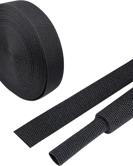 BuyUneed Heat Shrink Wire Loom 2:1 Shrinkable Braided Cable Sleeve 3/4 Inch ID-46ft Abrasion Protection Flexibility Fabric Wiring Harness Cover Sheath