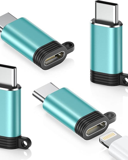 Lightning to USB C Adapter 4 Pack - Fast Charging & Data Transfer USB Type C to Lightning Charger Connector Compatible with iPhone 15/16/17 Pro Max/Plus, Samsung, Pixel - (Not for Audio/OTG)-Green