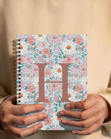 Vintage Floral Personalized Notebook, Initial Letter H Notebook Journal ,Vintage Flower Notebook for Work School Office Supplies,,Monogrammed Notebook for Women Teen Girl,Back to School Supplies 5.5 x 8.3