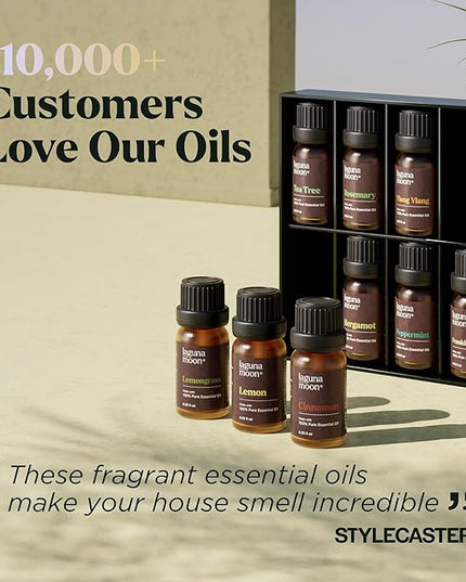 Lagunamoon Essential Oils Set - 12 Piece Premium Grade Home Essentials Oils - for Diffusers, Fragrance, Scents for Candle Making - Natural Aromatherapy Oils for Cars & Home Products, Room Sprays