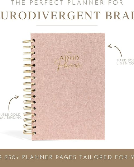 The ADHD Planner - Undated Daily Weekly Schedule Organizer Journal for Disorganized People - Habit Tracker Record Emotions & Mood - Academic Goals - Structure & Focus for Adults Brains (Spiral)