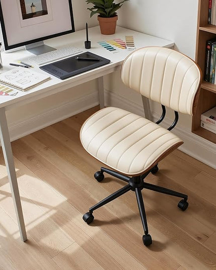 Home Office Desk Chair, Modern Sleek Office Chair with Adjustable Lumbar Support, Adjustable Height Mid Back Executive Task Chair with 360 Rolling Swivel for Meeting Study Room(Striped,White)