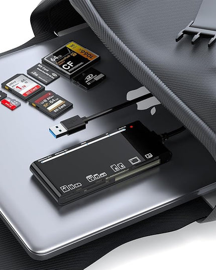 xD-Picture Card Reader USB 3.0, Multi-Card Reader for xD/CF/MS/SD/TF, 7-in-1 Memory Card Reader/Adapter for Windows, Mac, Linux (USB-A)